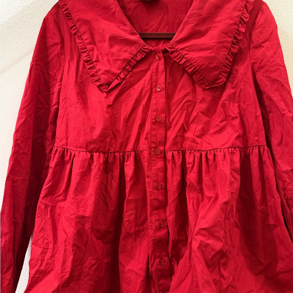 ASOS Red Mini Dress with Ruffled Collar